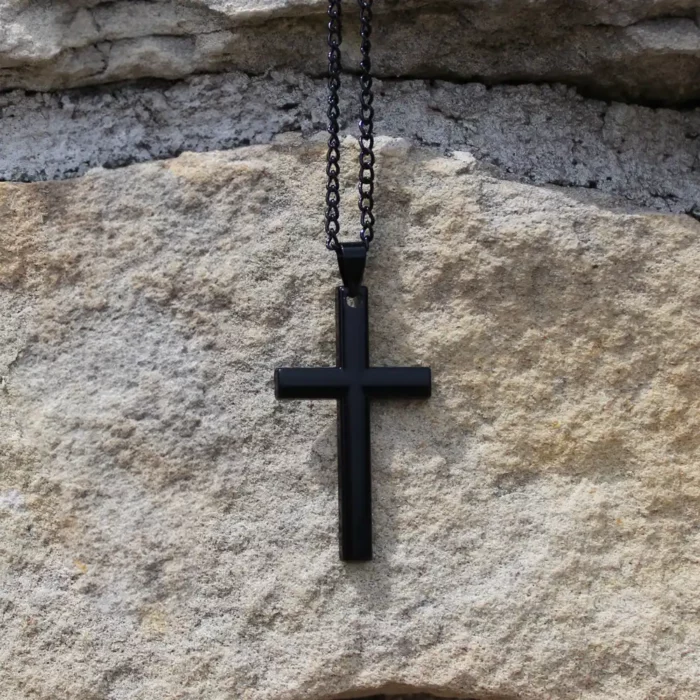 Halskette Kreuz schwarz